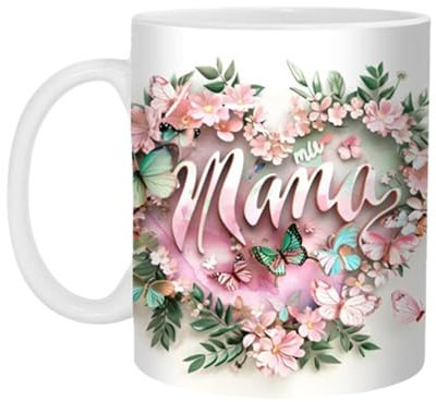 Generisch Tazza per la festa della mamma, tazza in ceramica, motivo floreale, elegante apprezzamento per gli amanti del caffè, figlio, sorella