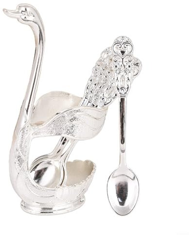 Juego de 6 cucharas de cisne con soporte, mejorando tu experiencia gastronómica para reuniones (C)