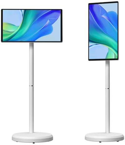 HYHACYH TV Portatile da 21,5 Pollici, Monitor Touchscreen Intelligente, TV Touchscreen Wireless Intelligente 1080p su Ruote, TV Mobile con Supporto, Sistema Operativo Android