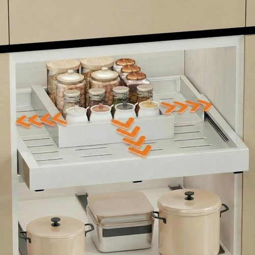 SeiriHelper 4 Richtungen Teleskopschublade Ausziehbare Küche Schublade, Auszug Nachrüsten Schubladeneinsatz, Küchen und Schrankorganizer mit Klebestreifen (Weiß, 12-19 W x 17-23 T (1Pack))