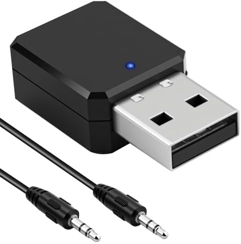 USB Bluetooth Adapter für Auto – AUX/USB Dual-Output, 3,5mm Kabel | Audio-Receiver für Autoradio, TV, Stereo – Bluetooth 5.1 Receiver für Smartphones und Tablets, Kabelloser Musik-Adapter