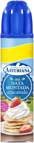 Nata Montada Azucarada en Spray Central Lechera Asturiana 250g | Tradicional y Ligera | Lista para Servir