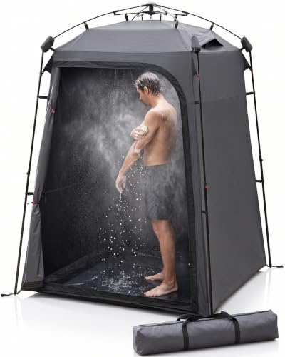 qeedo Duschzelt Camping mit Boden blickdichtes Pop-Up Quick Shower Cabin | Umkleidezelt Camping Privatzelt mit Quick-Up-System, WC Zelt mit Toilettenpapier- und Duschgel-Halterung