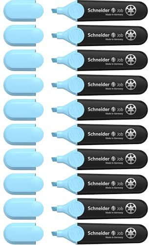 Schneider Job 150 Textmarker (aus recyceltem Kunststoff, ausgezeichnet mit Der blaue Engel) 10er Pack, himmelblau