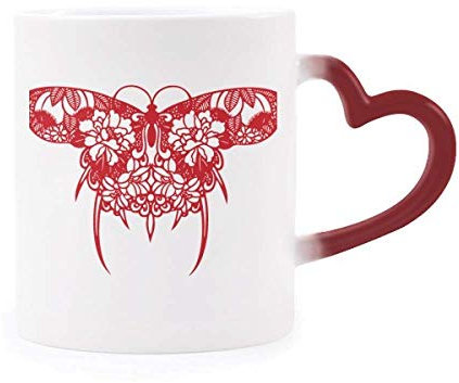 DIYthinker Chinese Kite Butterfly in Red Morphing Mug Heat Sensitive Red Heart Cup Multicolor
