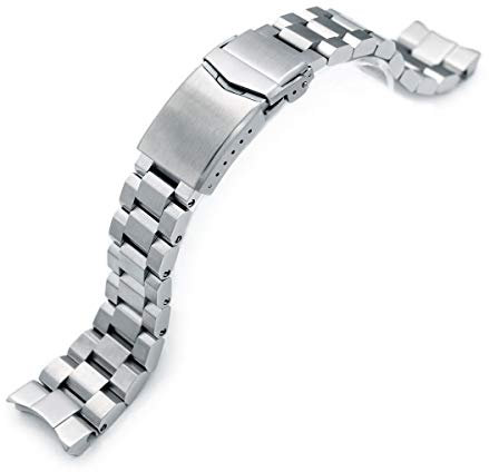 22 mm Hexad 316L SS Uhrenarmband für Seiko Samurai SRPB51, V-Verschluss, Knopf, Doppelverschluss, Gebürstet, Large, Armband