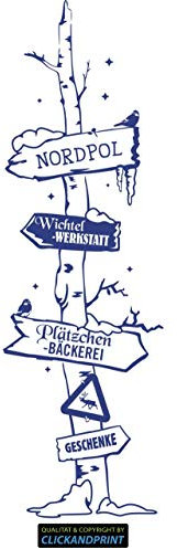 CLICKANDPRINT Aufkleber » Wegweiser Weihnachten, 320x99,6cm, Königsblau • Wandtattoo/Wandaufkleber/Wandsticker/Wanddeko/Vinyl