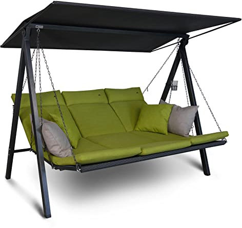 Angerer Hollywoodschaukel Lounge Smart – Schaukel zum Sitzen, Liegen & Entspannen, inkl. Bett-Funktion, einfache Montage, Made in Germany, hochwertiger Stoff, Hellgrün