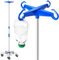 AIESI® Support de perfusion en ACIER INOXYDABLE avec 4 crochets en plastique et roues pivotantes avec frein, 2 Porte-bouteilles gratuits de 100 ml, Garantie 24 mois