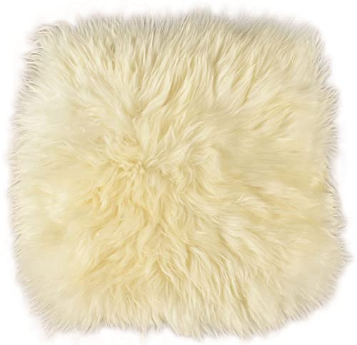 generisch Lammfell Pad Creme Weiss Sitzauflage Stuhlkissen aus echtem britischen Lammfell 37 x 37 cm
