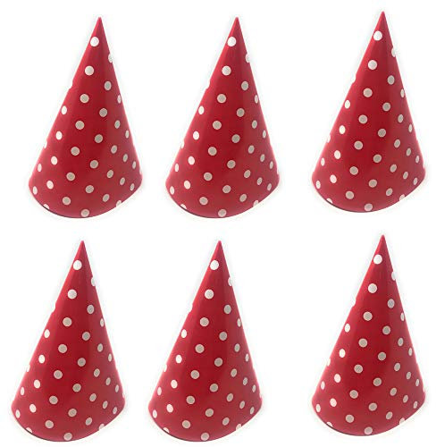 Vetrineinrete® Cappellino di Carta 12 Pezzi per Feste Cappello a Cono Rosso con Pois per Compleanno Party Bambini