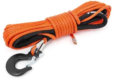Rough Country Synthetisches Seilwinde für UTV/ATV, 0,6 cm x 15,2 m, 3,2 kg Kapazität, leicht, langlebig, einfach zu spulen, Orange