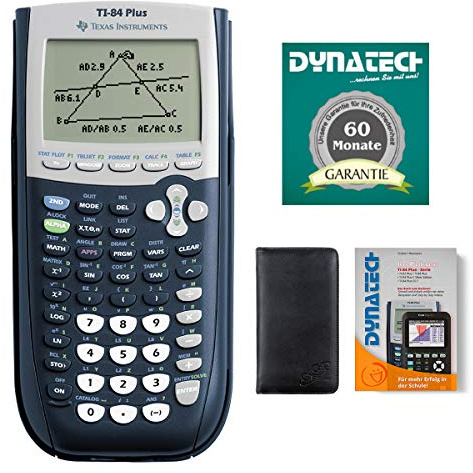 TI-84 Plus Grafikrechner mit Arbeitsbuch, CalcCase Schutztasche und Garantieverlängerung auf 60 M
