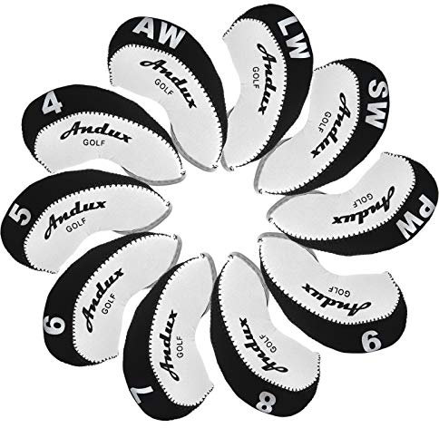 Andux 10pack/set Neoprene Golf Iron Club Head Covers Black/white MT/A01