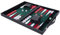Engelhart - 250508 - Luxus Backgammon - Grün - 38 cm - 15 Zoll - Kunstleder - Filzeinlage - Perlmutt-Würfel und Spielsteine + 2 Becher - Strategiespiel - Backgammon-Spiel