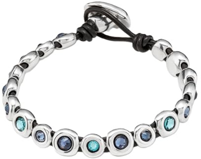 50 Magic Touch PUL2038AZUMTL0M - Armband kombiniert mit braunem Leder und versilberten Metallperlen.