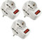 Electraline 92398 Confezione da 3 Adattatori Multipresa Tripla con Interruttore, Spina Rotante 16A, Bianco