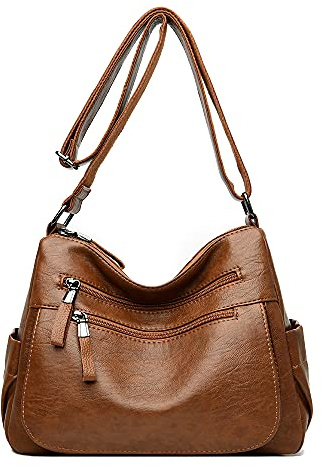 Coolives Damen Umhängetasche Handtasche aus PU-Leder Mode Tasche Schultertasche Leichte Taschen Schultergurttasche für Frauen Mutter Elegante Damentasche Damenhandtasche Schwarz EINWEG
