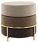 Qiyano Samt Hocker Pouf samtig fein gewebter Stoffbezug mit Gold Metallgestell für Wohnzimmer Schlafzimmer oder Schminktisch mit Farbverlauf Taupe, Groß und Rund, Farbe: Braun