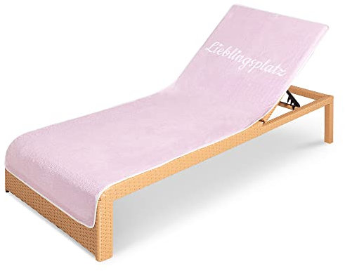 HOMELEVEL Frottee Schonbezug für Gartenliege Strandliege 75x200cm - Liegenauflage mit Kapuzenüberschlag waschmaschinenfest - Old Rose/Lieblingsplatz
