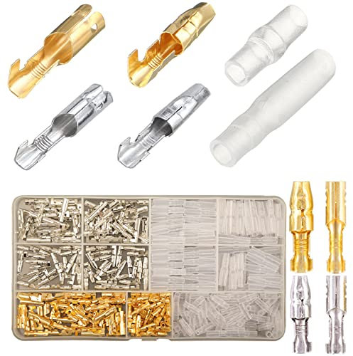 Rundsteckverbinder Motorrad Doppelt, 360PCS 3,9mm Messing Bullet Connector mit Isolationsabdeckung, Steckverbinder Kabelschuhe Rundstecker Set Kfz Rundsteckhülsen Bullet Terminals Bullet Stecker