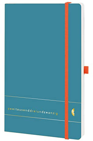 Chronoplan 50453 Buchkalender Kalendarium 2023, im A5 Format (135x210 mm) mit Softcover, Wochenplaner (1 Woche auf 2 Seiten, mit Stiftschlaufe, Einmerkband, Gummiverschluss), Elementary, Petrol