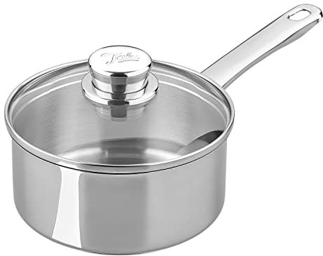 Tala Performance Stainless Steel Cookware 16cm Saucepan with Glass lid. Made in Portugal, with Guarantee, Suitable for All hob Types Including Induction (10A14341) Polished Mirror Shine Finish