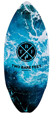 Two Bare Feet 41 Skimboard Suitable for Beginners, 7 Ply wooden construction with nose pre curve, Pin tail, Suitable for Adults and Kids (Tidal)