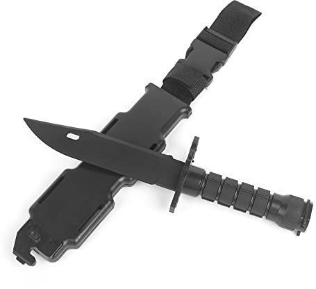 QIRUIMY Tactical M9 Bayonet Plastic Knife,Bendable Rubber Combat Knife with Sheath,Airsoft Military Training Enthusiasts CS Cosplay Dagger Model Dress Up Accessory (Black)