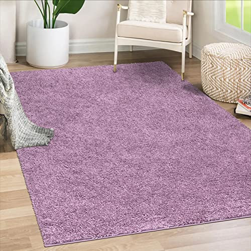 payé Teppich Läufer Hochflor Shaggy - 80x300cm Läufer - Pastell Lila Einfarbig Wohnzimmer Uni Flauschig Modern Boho Deko Teppiche Weich Schlafzimmer