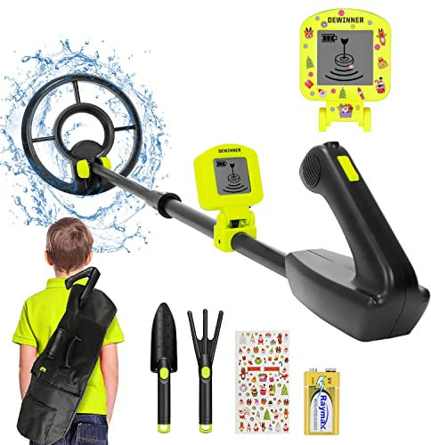 DEWINNER Kinder Metalldetektor, 9V Alkalibatterie, Leichtmetalldetektor Für Kinder Mit LCD-Display Und Wasserdichter Suchspule, Hoher Sinn, Teleskoplange Stange, Geeignet Für Kinder Und Schatzsucher