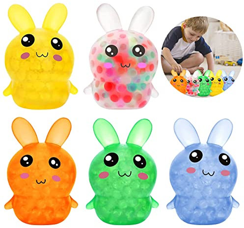 Anti Stress Bälle Ostern, 5 Stück Spielzeug mit Hase Schaumstoffball, Hasenförmige Ball, Squeeze Toy Ostern, Hasen Bälle Fidget Toy, Hase Spielzeug für Ostern Geschenk Mitgebsel Kindergeburtstag
