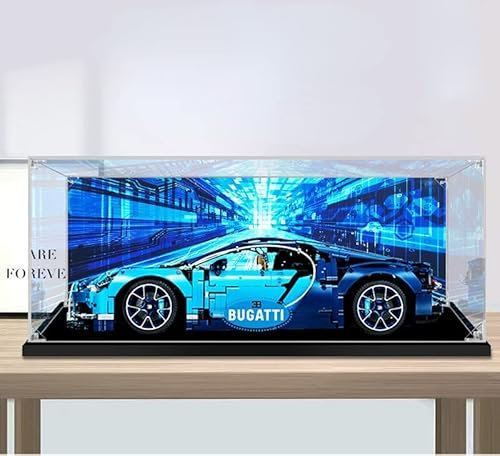 APRILA Acryl Vitrine für Technic 42083 Technic Bugatti Chiron, Staubdichte Vitrine Transparente Schaukasten Aufbewahrungsbox für Modelle Sammlerstücke, 62 x 30 x 20CM (Nur Vitrine)