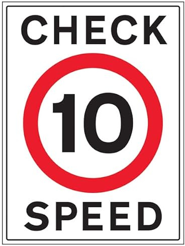 VSafety 10 MPH Speed Check - 600x800mm 3mm Aluminium Composite With Fixing Channel Safety Sign
