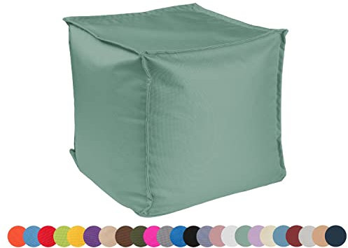 chilly pilley Sitzsack Sitzhocker mit EPS-Perlen Füllung 40x40x40cm Fußhocker Sitz-Pouf für Kinder und Erwachsene (Mint Pastell)