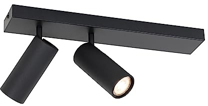 Qazqa Verstellbarer Deckenstrahler, Deckenspot - Renna - Schwarz, max. 35W, Geeignet für LED, 45cm, 2-flammig, Ideal als Küche lampe und Wohnzimmerlampe