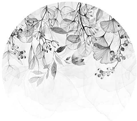 murando runde Fototapete selbstklebend graue Blätter 230x230 cm Tapeten Wandtapete XXL Moderne Wanddeko Design Wand Dekoration Wohnzimmer Schlafzimmer Büro Flur Efeu Natur Pflanzen
