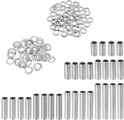 YOKIVE 84 Paquete Lámpara Tubos Kits, M10 Tornillos Roscado Hexagonal Sujetador Surtido con Cerradura Tuercas Dientes Arandelas, Genial para Techo Lámparas Bricolaje Proyectos