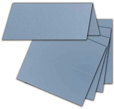 FarbenFroh by GUSTAV NEUSER 150x Tischkarten in Graublau (Blau) - 4,5 x 10 cm - blanko - Doppel-Karten - als Platzkarten und Namenskarten für Hochzeit und Feste