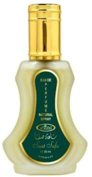 SAAT SAFA - 35ml Perfume Spray by Al Rehab intoxicating earthy scent that is composed of agarwood (oud), amber, moss, saffron, rose, patchouli, musk, jasmine and citruses.