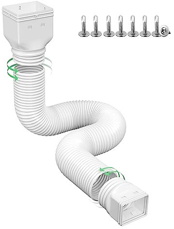 Ogutter Regenrinne Fallrohr Verlängerungen, Fallrohr Extender für Regenwasserablauf Flexibel, Downspout Drain Verlängerungsrohr und ausziehbar von 21 bis 66 Zoll (Weiß)