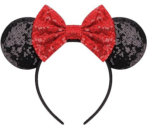 DRESHOW Oreilles de Souris Arc Bandeaux Paillettes Décoration de Fête Cosplay Costume pour Filles et Femmes