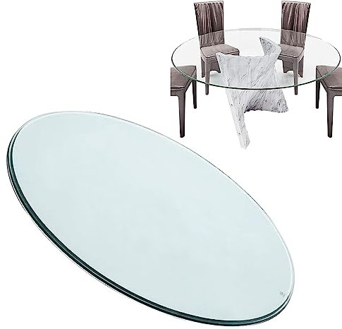 WORDFUN Superficie Redonda De Mesa De Cristal, Vidrio Templado, 55cm 60cm 65cm 70cm Cristales para Mesas Resistente A Altas Temperaturas, Plato para Servir para Mesa De Centro, Robusto Y Duradero
