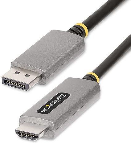 StarTech.com Câble Adaptateur DisplayPort vers HDMI, 8K 60Hz, 4K 144Hz, HDR10, DP 1.4 vers HDMI 2.1 - Convertisseur Vidéo Actif, Adaptateur DisplayPort vers Moniteur HDMI M/M (133DISPLAYPORTHDMI21)