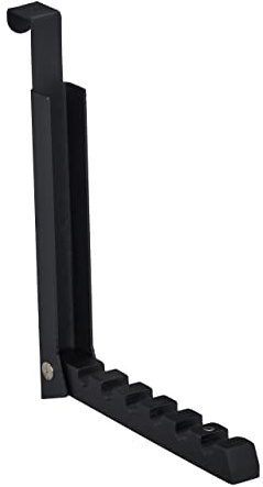Relaxdays 5 x Klapphaken, zum Einhängen, Türgarderobe für je 6 Kleiderbügel, Metall und Holz, Haken für 2 cm Türfalz, schwarz