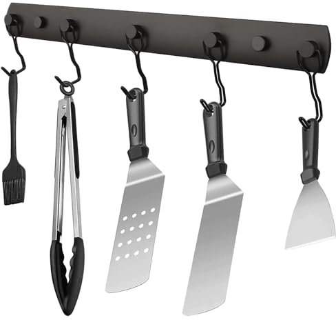 UNUSFIRE Smoker Grillhaken, magnetische Halterung, 5 flexible Grillhaken zum Aufhängen von Grillutensilien, rutschfeste, robuste magnetische Grillhaken für Traeger Smoker Grill Pellet Smoker Grill Pit