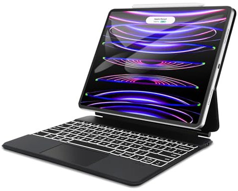IVEOPPE Magic Keyboard for iPad Air 13 inch 2024, for iPad Pro 12.9'' 2022- Keyboard Case for iPad Pro 12.9'' 6th Gen/Pro 12.9 5th/ Pro 12.9 4th/ Pro 12.9 3rd - Backlit Trackpad Keyboard- Black