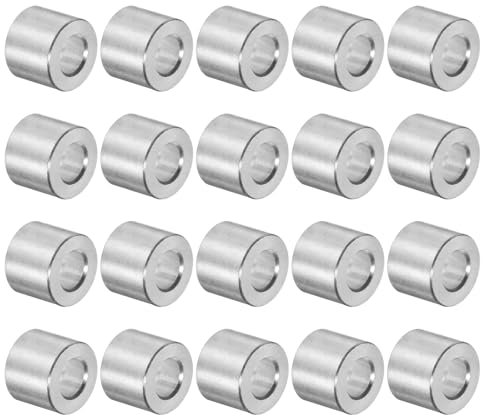 sourcing map 20 Stück Distanzhülse, 5x10x8mm (IDxODxL) Aluminium Abstandshalter, Runde Unterlegscheiben für M5 Schrauben, Bolzen und Stangen