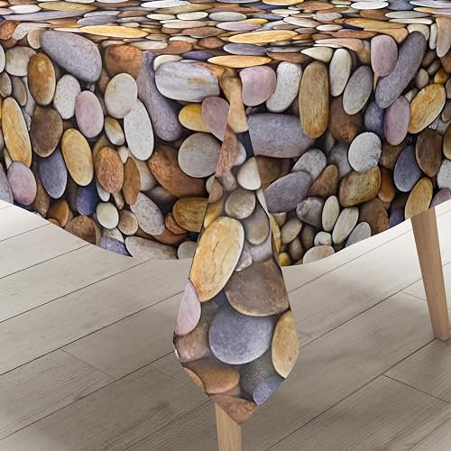 KEVKUS Wachstuch Tischdecke 01300-00 maritim Steine Wellness wählbar in eckig, rund und oval - Größe eckig 50x140cm Schnittkante