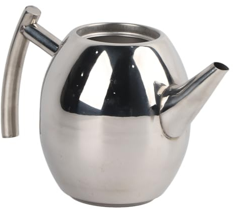 Stainless Steel Teapot with Strainer, 1L Leak-Proof Tea Kettle | Polished mirror , built-in filter for loose leaf tea, flat thickened base, vent lid, suitable for home and h